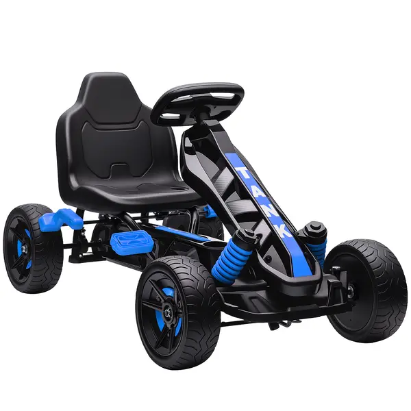 AIYAPLAY Kart cu pedale pentru copii, karting copii 3-6 ani cu ambreiaj automat, frână, roți EVA antiderapante, albastru | Aosom Romania