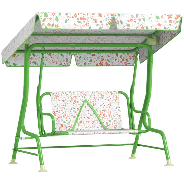 AIYAPLAY Leagăn pentru Copii cu Copertină Reglabilă și Centură de Siguranță, 120x112x75 cm, Verde | Aosom Romania