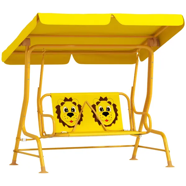 AIYAPLAY Leagăn pentru Copii cu Copertină Reglabilă și Centură de Siguranță, 120x112x75 cm, Galben | Aosom Romania