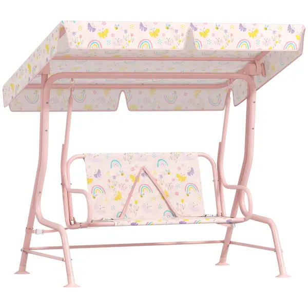 AIYAPLAY Leagăn pentru Copii cu Copertină Reglabilă și Centură de Siguranță, 120x112x75 cm, Roz | Aosom Romania