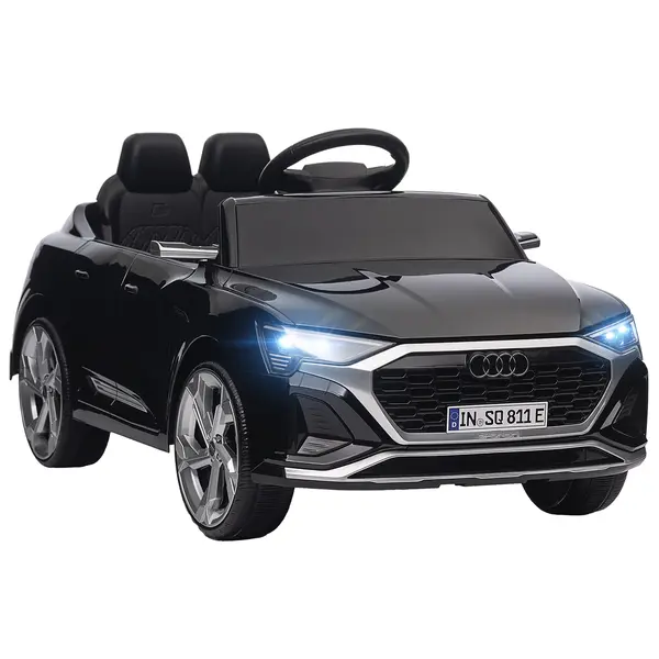 AIYAPLAY Mașină Electrică pentru Copii Audi Q8 etron sportback cu Baterie 12V Telecomandă Faruri Claxon și Muzică Negru | Aosom Romania