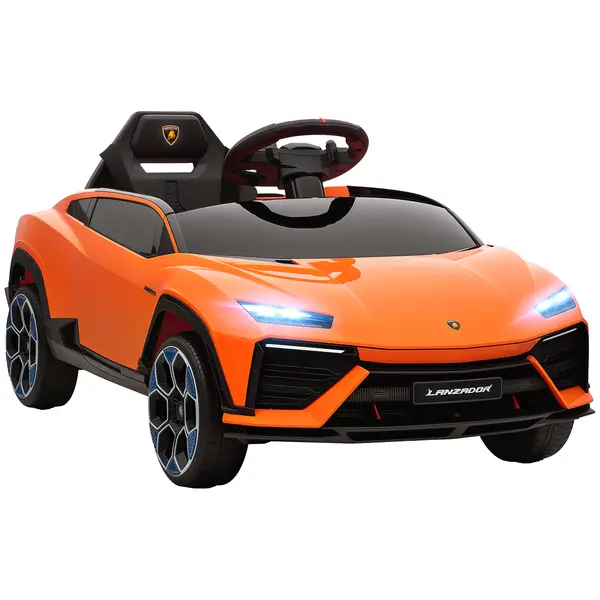 AIYAPLAY Mașină Electrică pentru Copii sub Licență Lamborghini cu Claxon și Telecomandă, 101.5x49x43 cm, Portocalie | Aosom Romania