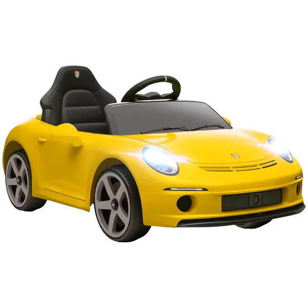 AIYAPLAY Mașină electrică ride-on pentru copii, telecomandabilă, muzică, claxon, USB, centură de siguranță, pentru 3-5 ani, Galben | Aosom Romania
