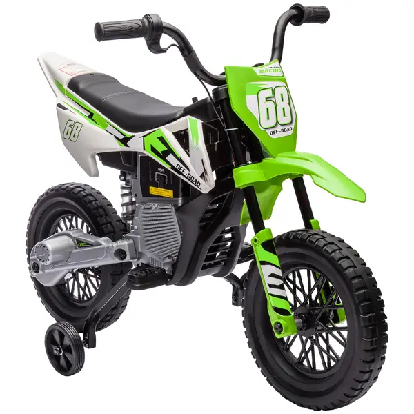 AIYAPLAY Motocicleta Electrică Copii pentru copii 3-6 ani cu 2 motoare, 2.4-5 km/h, 107x56x70 cm, verde | Aosom Romania