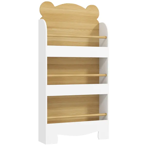 AIYAPLAY Raft pentru copii raft cu 3 polițe raft de depozitare din lemn 55x15x110cm Alb | Aosom Romania
