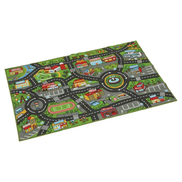 AIYAPLAY Saltea de joacă pentru bebeluși, covor de joacă 160x100x0,5 cm, covoraș cu bază antiderapantă model oraș pentru camera copilului | Aosom Romania