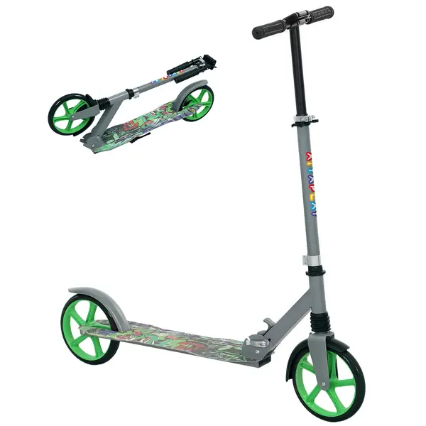 AIYAPLAY Trotinetă copii 6-12 ani, trotinetă pliabilă cu 2 roți, reglare în înălțime, pentru fete și băieți, scooter verde | Aosom Romania