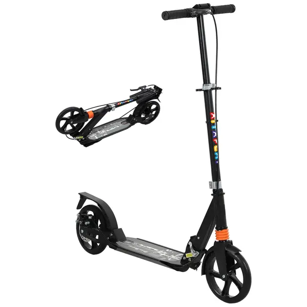 AIYAPLAY Trotinetă copii, trotinetă pliabilă cu 2 roți, ghidon cu 4 trepte de reglaj pe înălțime, 94 x 36 x 88-103 cm, negru | Aosom Romania