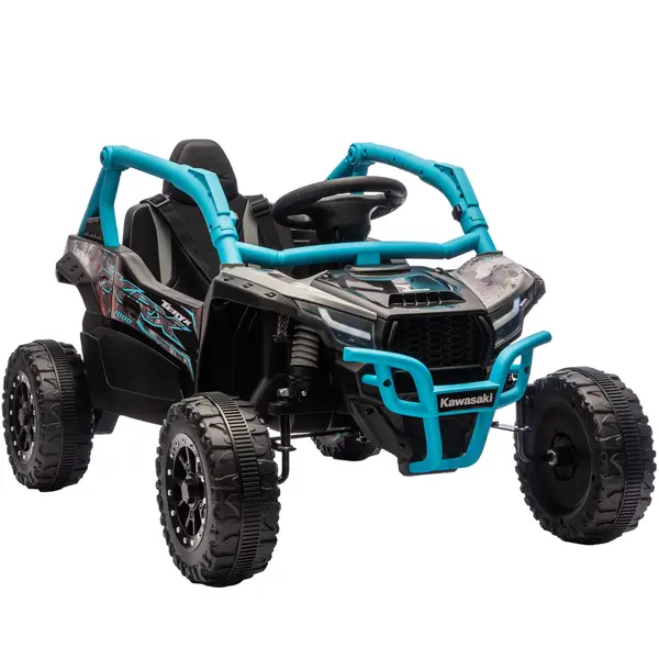 AIYAPLAY UTV electric 12V pentru copii, telecomandă, lumini LED, muzică, claxon, pentru copii 3-8 ani, Albastru | Aosom Romania