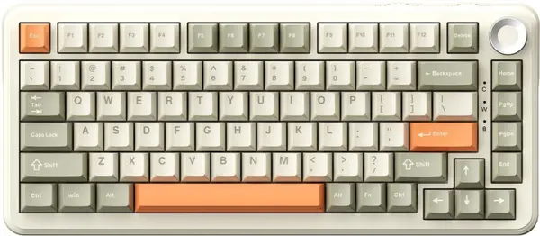 AJAZZ AK820 Max Plus, Mechanical Keyboard, Bluetooth ,2.4G Wireless, RGB, Flying Fish Switch, Grey-Cream-Orange