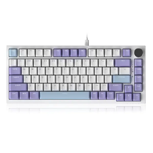 AJAZZ AK820 Mechanical Keyboard 75%, Wired, RGB, Sea Salt Switch, Blue-White-Purple