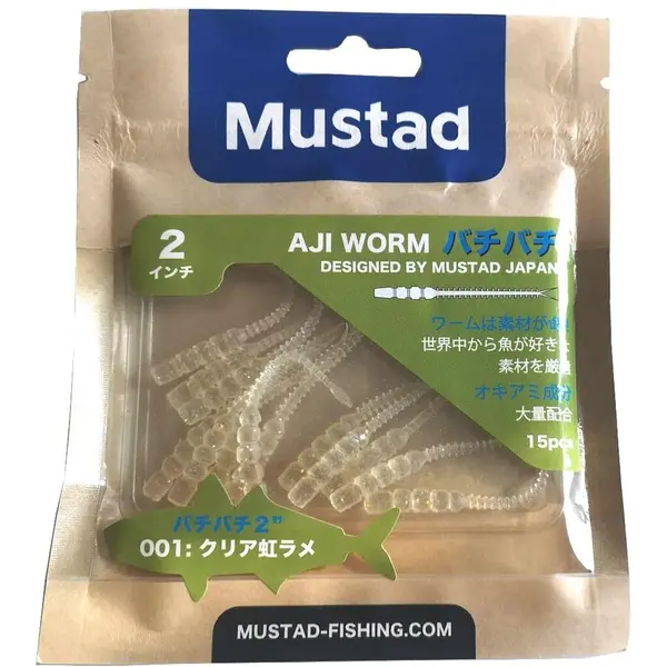 Aji Worm Bachi-Bachi 5cm Clear Rainbow Glitter