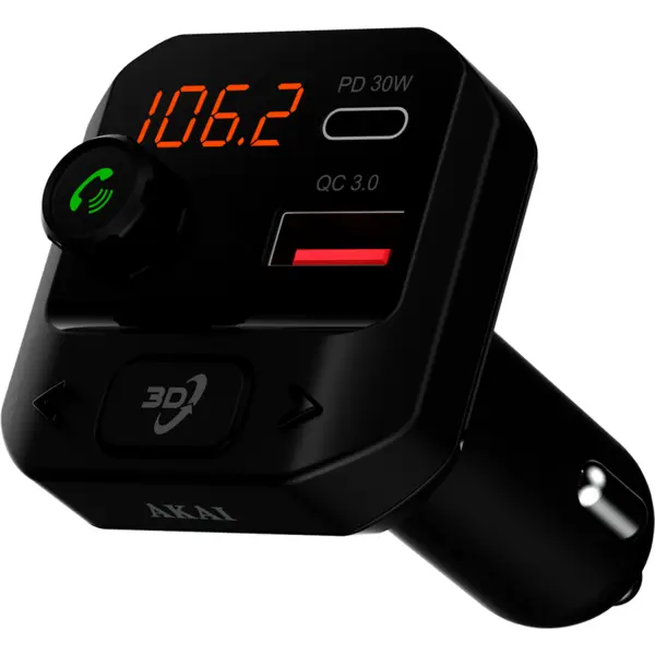 Akai Modulator FM AKAI FMT-40BT, design ergonomic, Bluetooth, cititor USB multiple formate, micro SD Card, iluminare LED, 30 W, Negru