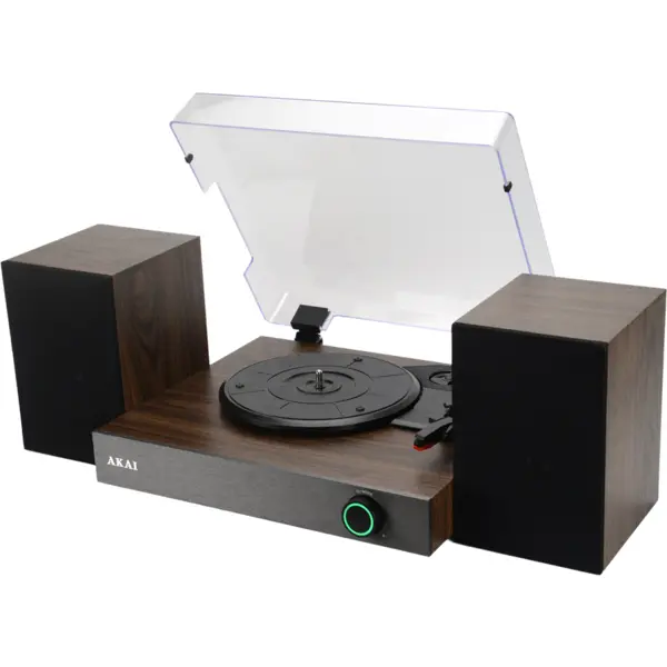 Akai Pick-Up stereo cu difuzoare externe, Akai ATT-200SP, conectivitate Bluetooth 5.4, iluminare LED