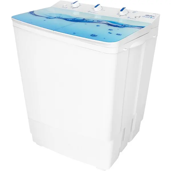 Albalux Masina de spalat rufe semiautomata Albalux AXS 7.9, Capacitate rufe uscate 7 kg, Capacitate rufe stoarcere 3 kg, Motor spalare 300 W, Motor stoarcere 148 W, Alimentare apa rece si calda, Alb