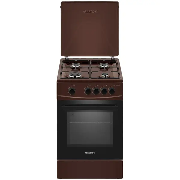 Albatros Aragaz Albatros AL452MBS, 4 Arzatoare gaz, Cuptor gaz, Siguranta plita si cuptor, Geam dublu la cuptor, Maro