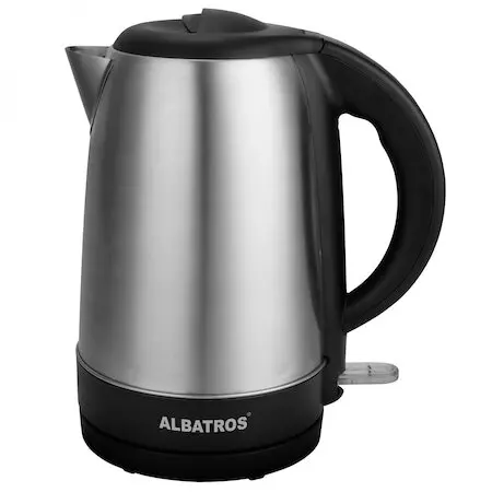 Albatros Fierbator Albatros Aquasteel, 2200 W, 1.7 L, Utilizare fara fir, Oprire Automata, Rotire la 360°C, Filtru impuritati, Baza detasabila, Inox