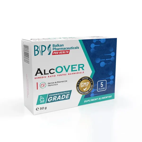 Alcover, Supliment Anti-Mahmureală și Detoxifiere Ficat, 5 Plicuri x 10g