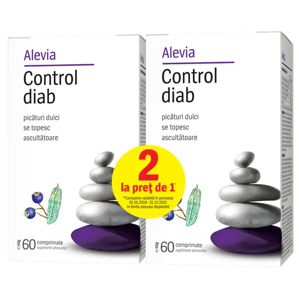 Alevia Control diab 60 comprimate 1 + 1 Gratis
