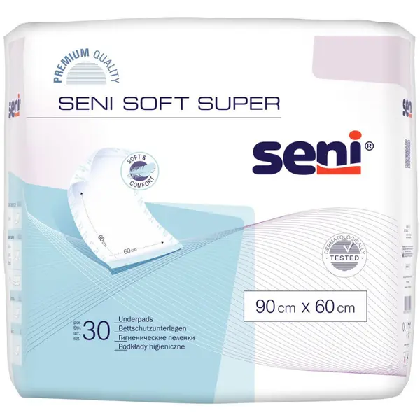 Aleze de protectie SENI Soft Super 90 cm x 60 cm, TZMO | 30 bucati