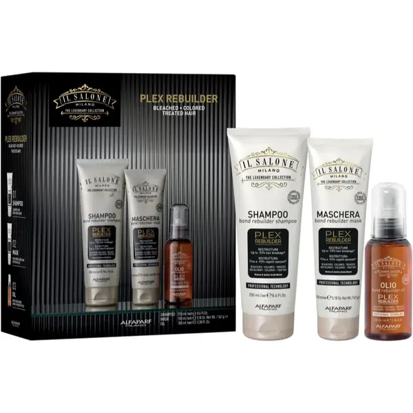 Alfaparf Milano Il Salone Milano Plex Rebuilder Kit set cadou pentru părul decolorat, vopsit și tratat chimic