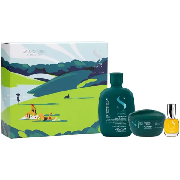 Alfaparf Milano Semi di Lino Reconstruction Holiday Kit set cadou pentru par deteriorat 3 buc