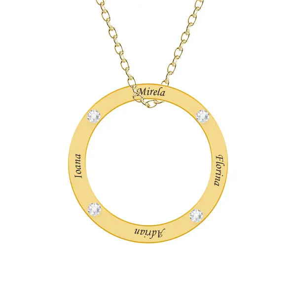 Alice - Colier personalizat nume si cristale din argint 925 placat cu aur galben 24K