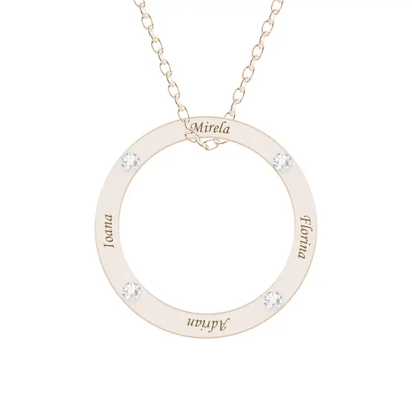 Alice - Colier personalizat nume si cristale din argint 925 placat cu aur roz