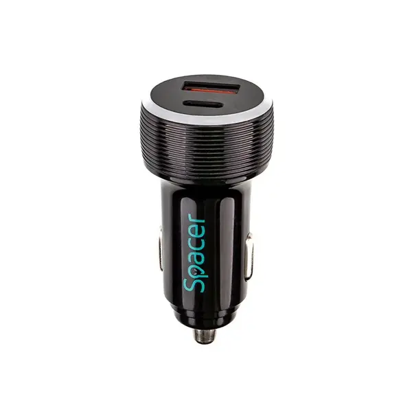 Alim. auto Spacer USB-A&C 17W negru Alim. auto Spacer USB-A&C 17W negru