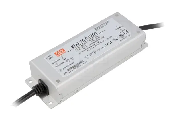 Alimentator: pulsatoriu LED 74,55W 35÷71VDC 1050mA 180÷295VAC elg-75-c1050