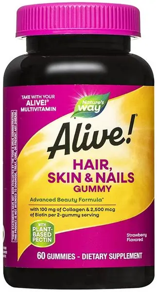 Alive Hair, Skin & Nails Gummy, 60 tablete de jeleu, Nature's Way