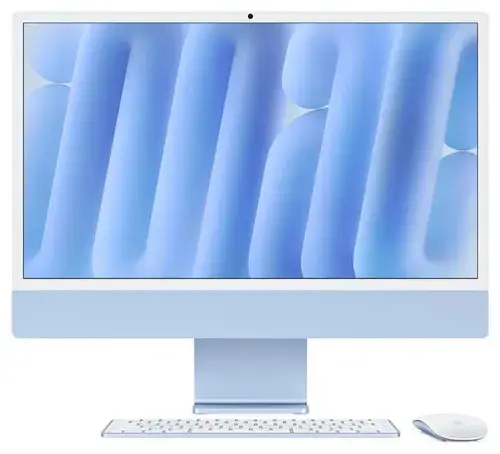 All In One PC Apple iMac 24inch (2024), Procesor Apple M4, 10 nuclee CPU si 10 nuclee GPU, 24inch, Retina 4.5K, 24GB, 512GB SSD, macOS, Layout RO (Albastru)