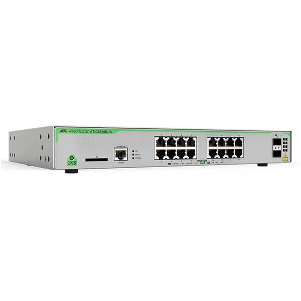 ALLIED TELESIS SWITCH ALLIED TELESIS 16PORT 10/100/1000T/+2SFP AT-GS970M/18-50