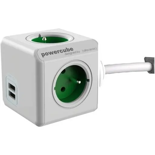 Allocacoc Priza Allocacoc PowerCube USB Extended 1,5m 2402 Verde