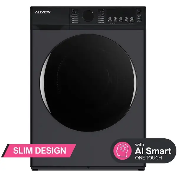 Allview Masina de spalat rufe Allview Sensy W1000, Slim, 10 kg, 1400 RPM, Clasa A, Smart One Touch AI, Motor Inverter, Adancime 53.5 cm, Gri inchis