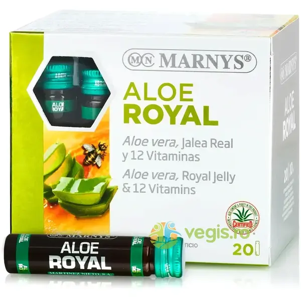 Aloe Royal pentru Digestie, Energie și Imunitate cu Laptisor de Matca, Aloe Vera si 12 Vitamine 20 fiole