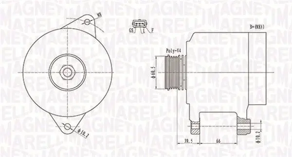 Alternator (12V, 100A) potrivit VOLVO V40; HYUNDAI SONATA IV, SONATA V, TRAJET; KIA MAGENTIS I; MITSUBISHI CARISMA, GALANT VIII, PAJERO PININ I, SPACE, SPACE RUNNER 1.8 2.0 2.4 07.95-12.10