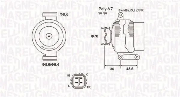 Alternator (12V, 120A) HONDA ACCORD VII, CIVIC VIII, CR-V II, CR-V III, FR-V 2.2D dupa 2004