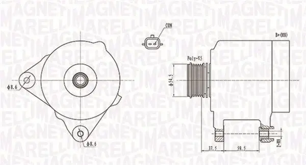 Alternator (12V, 120A) potrivit RENAULT CLIO II, CLIO III, FLUENCE, GRAND SCENIC III, KANGOO EXPRESS, KANGOO II, LAGUNA, MEGANE, MEGANE III, MODUS, SCENIC III, TWINGO II 1.4 1.5D 1.6 08.04-