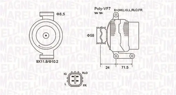 Alternator (12V, 130A) potrivit LEXUS IS II; TOYOTA AVENSIS, COROLLA VERSO, RAV 4 III, VERSO 2.0D 2.2D 08.05-10.18