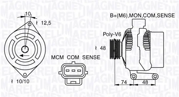Alternator (12V, 90A) potrivit FORD C-MAX, FIESTA V, FOCUS C-MAX, FOCUS I, FOCUS II, FUSION 1.25-1.8 10.98-12.12