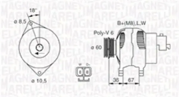 Alternator (14V, 100A) HONDA CIVIC VII; OPEL ASTRA G, COMBO, CORSA C, MERIVA A 1.7D dupa 2000