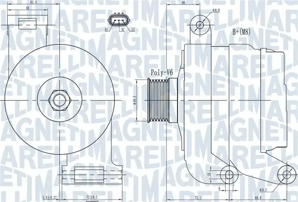 Alternator (14V, 120A) potrivit FORD C-MAX, FOCUS C-MAX, FOCUS II 1.8-2.0LPG 10.03-09.12