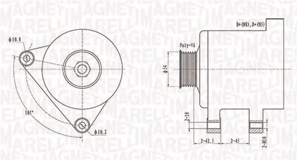 Alternator (14V, 150A) CITROEN BERLINGO, C5 I, C8, EVASION, JUMPER, JUMPY, XANTIA, XSARA, XSARA PICASSO; FIAT DUCATO, SCUDO, ULYSSE; LANCIA ZETA; PEUGEOT 206, 306, 307, 406, 607, 806 1.9D-2.2D dupa 19