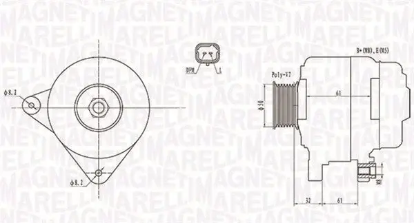 Alternator (14V, 150A) HYUNDAI GRANDEUR; NISSAN PRIMASTAR; OPEL VIVARO A; RENAULT ESPACE IV, LAGUNA, LAGUNA II, LAGUNA III, TRAFIC II, VEL SATIS 2.0D 2.2D dupa 2005