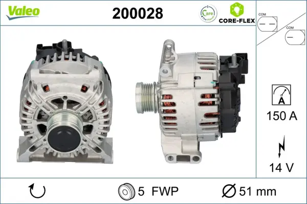 Alternator (14V, 150A) potrivit MERCEDES A (W169), B SPORTS TOURER (W245), C (W204) 2.0D 2.1D 09.04-06.12
