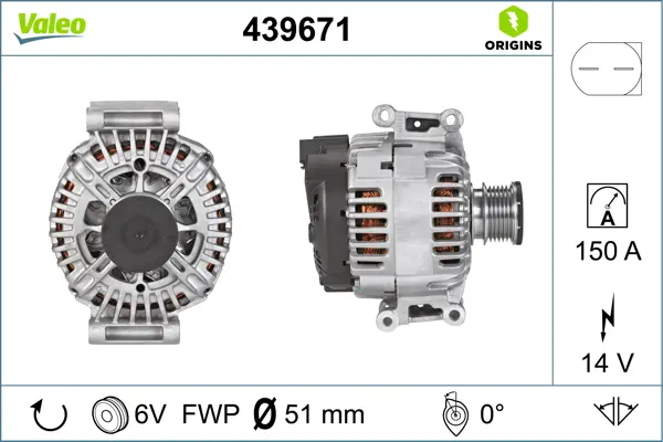 Alternator (14V, 150A) potrivit MERCEDES C (C204), C T-MODEL (S204), C (W204), E (A207), E (C207), E T-MODEL (S212), E (W212) 2.2D 08.08-
