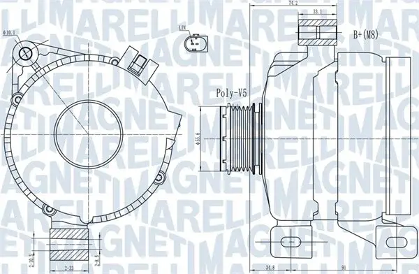Alternator (14V, 150A) potrivit VOLVO C30, C70 II, S40 II, V50; FORD KUGA I 2.0D-2.5 01.04-06.13