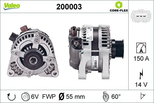 Alternator (14V, 150A) potrivit VOLVO C30, C70 II, S40 II, V50; FORD C-MAX, FIESTA V, FOCUS C-MAX, FOCUS II, FUSION, KUGA I 1.4 1.6D 2.0D 10.03-12.12