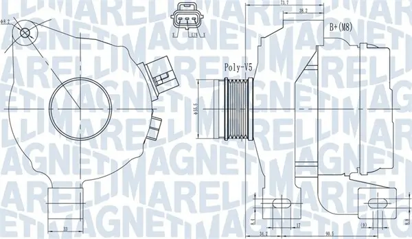 Alternator (14V, 150A) potrivit VOLVO C70 II, S40 II, V50 2.4 2.4D 2.5 01.04-12.12
